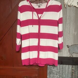 Christopher & Banks Pink and Cream Knit Cardigan